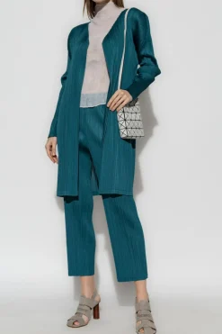 Pleats Please Issey Miyake ZIELONY Plisowane spodnie