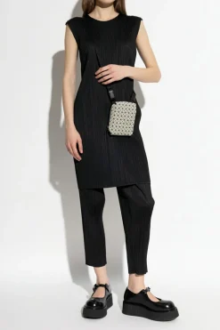 Pleats Please Issey Miyake CZARNY Plisowana sukienka