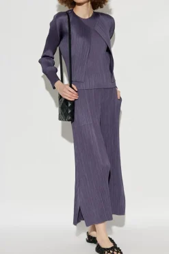 Pleats Please Issey Miyake FIOLETOWY Plisowane spodnie