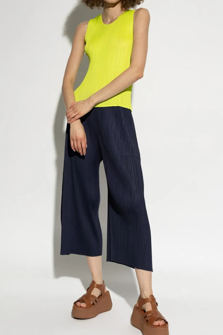 Pleats Please Issey Miyake neonowy Plisowany top