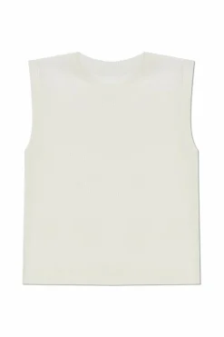 Pleats Please Issey Miyake kremowy Transparentny top bez rękawów