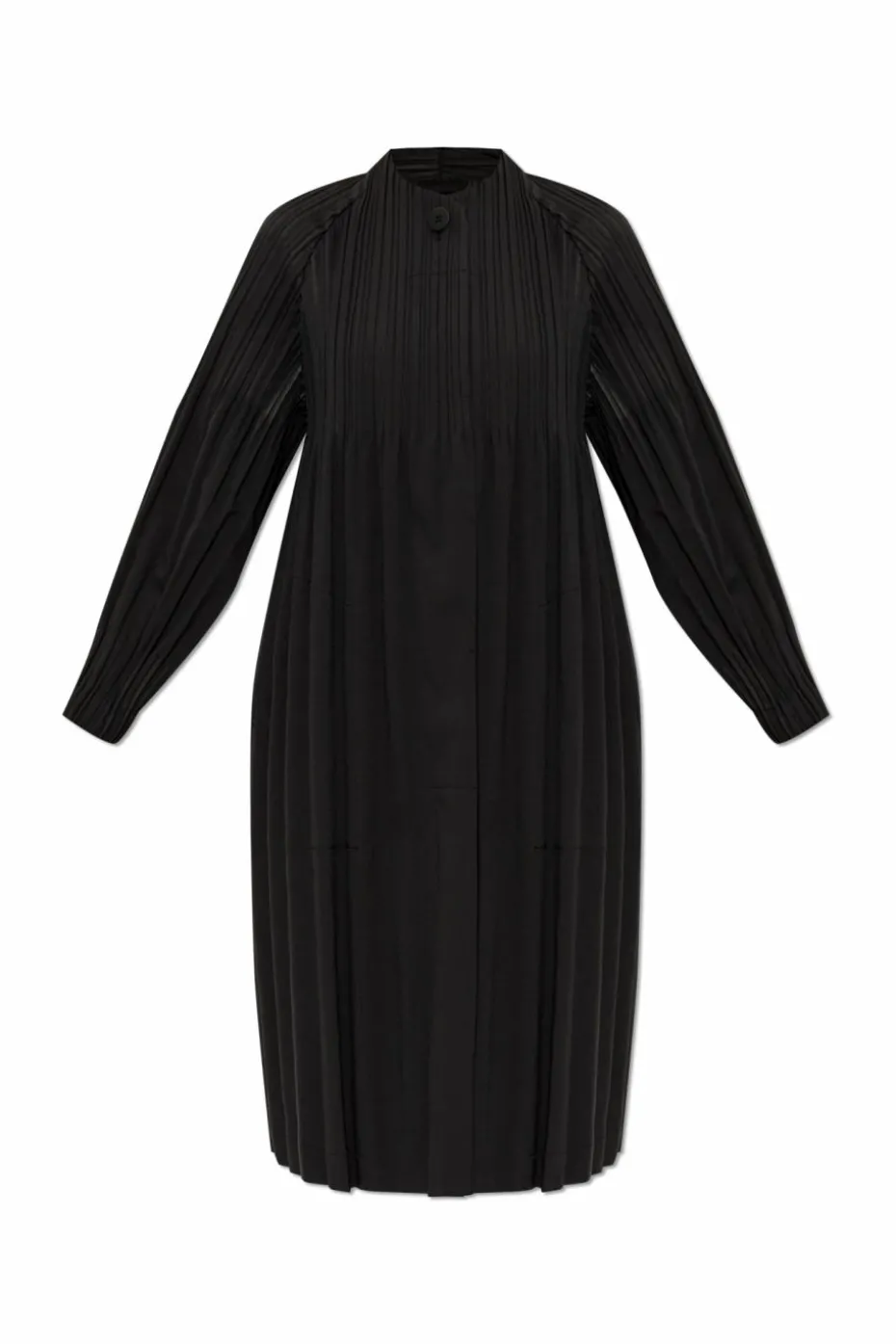 Pleats Please Issey Miyake CZARNY Plisowany płaszcz