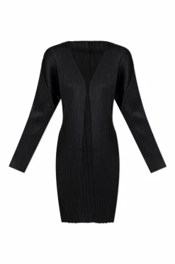 Pleats Please Issey Miyake CZARNY Plisowany kardigan