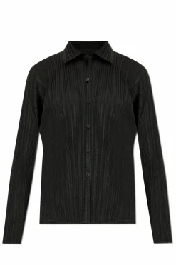 Pleats Please Issey Miyake CZARNY Plisowana koszula