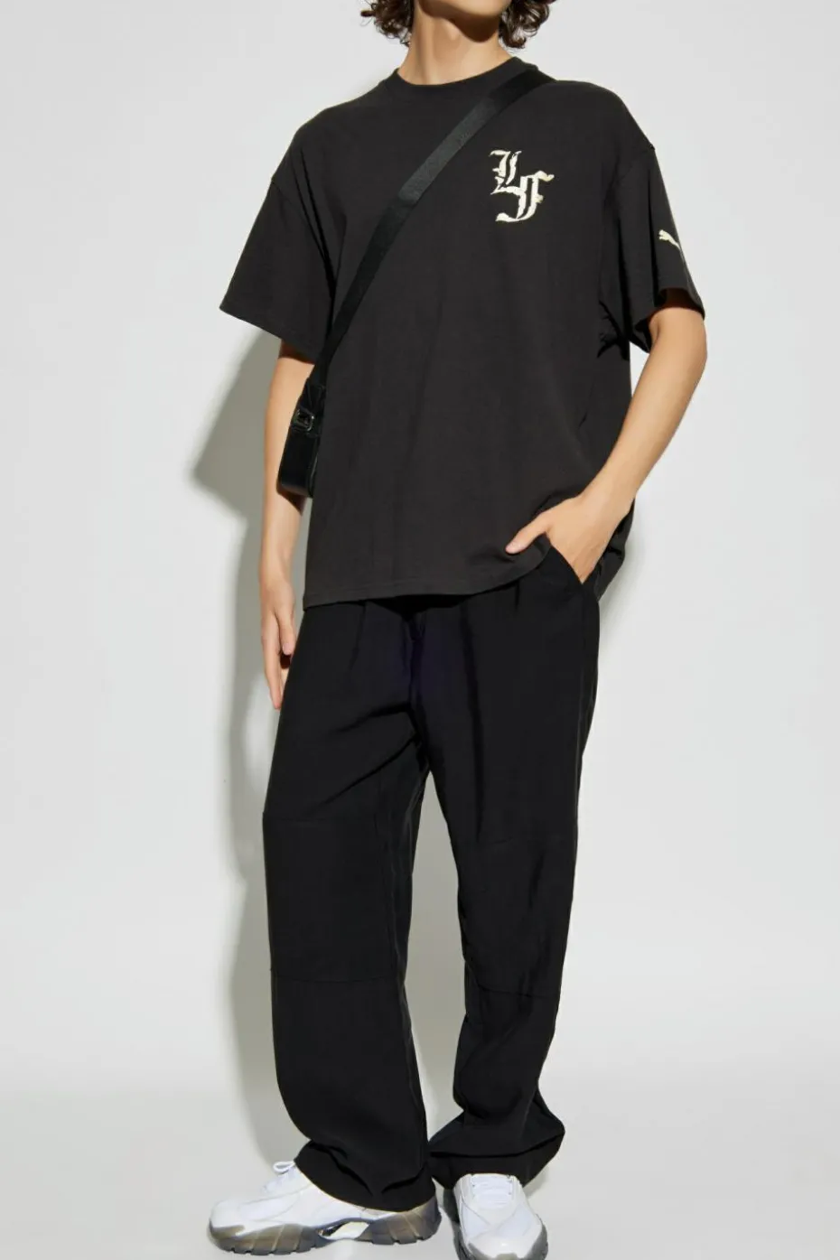 Puma CZARNY T-shirt z nadrukiem