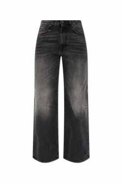 R13 CZARNY Jeansy z efektem `vintage`