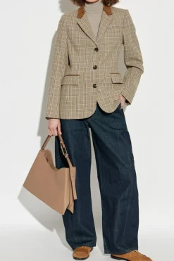 Rag & Bone beżowy Marynarka ze wzorem w kratę