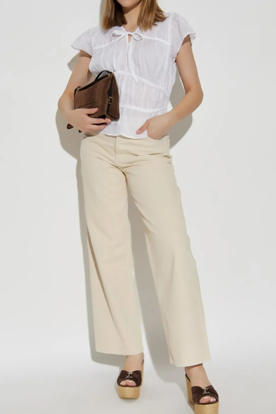 Rag & Bone BIAŁY Top z dekoltem w serek