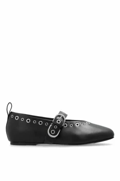 Rag & Bone CZARNY Baleriny `Spire Mary Jane Grommets`