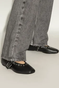 Rag & Bone CZARNY Baleriny `Spire Mary Jane Grommets`