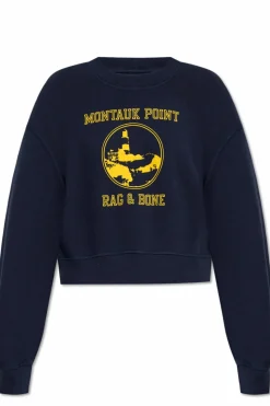 Rag & Bone GRANATOWY Bluza z nadrukiem