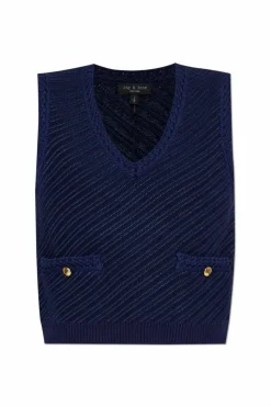 Rag & Bone GRANATOWY Kamizelka z kieszeniami