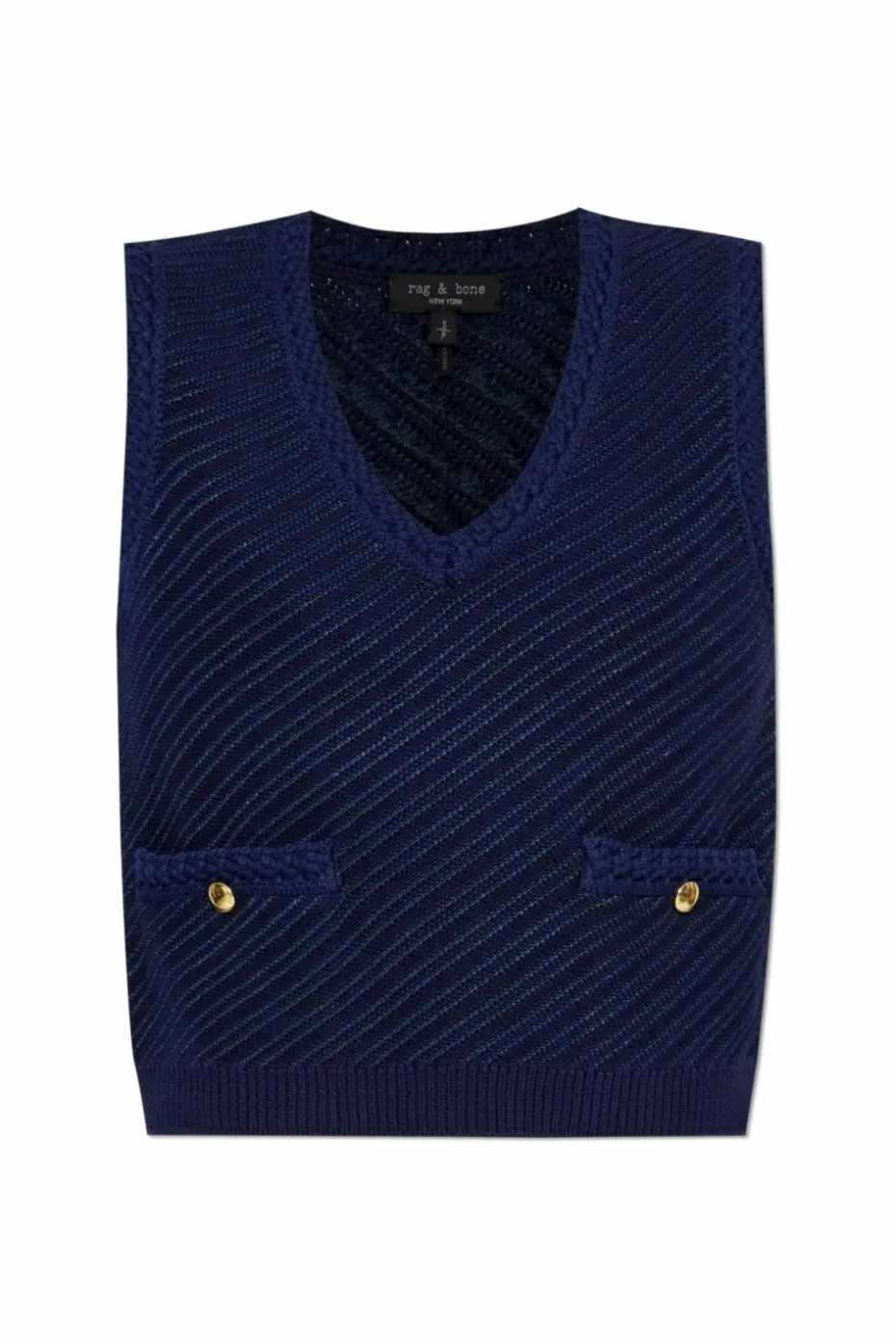 Rag & Bone GRANATOWY Kamizelka z kieszeniami