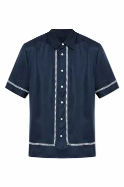 Rag & Bone GRANATOWY Koszula z dekoracyjnie wyszytym wzorem