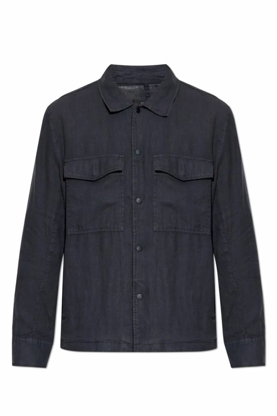 Rag & Bone GRANATOWY Lniana kurtka z kieszeniami