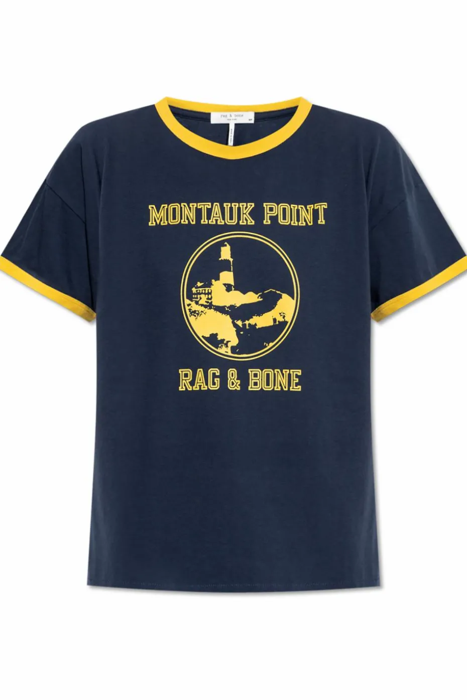 Rag & Bone GRANATOWY T-shirt z nadrukiem