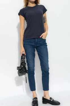 Rag & Bone GRANATOWY T-shirt z bawełny organicznej