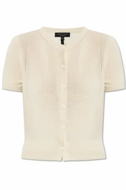 Rag & Bone kremowy Kardigan z krótkimi rękawami