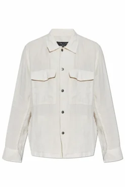 Rag & Bone kremowy Lniana koszula z kieszeniami