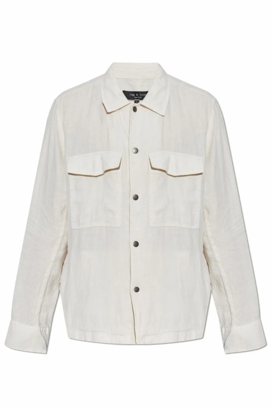 Rag & Bone kremowy Lniana koszula z kieszeniami