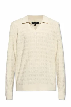 Rag & Bone kremowy Polo z długimi rękawami