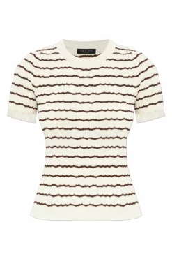 Rag & Bone kremowy Top ze wzorem w prążki