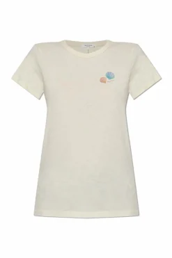 Rag & Bone kremowy T-shirt z nadrukiem