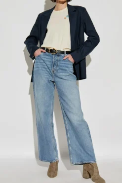 Rag & Bone kremowy T-shirt z nadrukiem