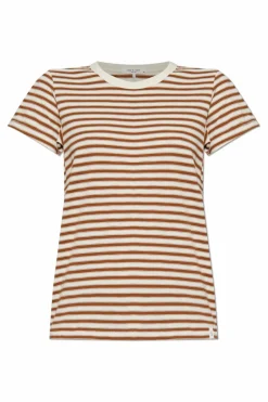 Rag & Bone kremowy T-shirt ze wzorem w pasy