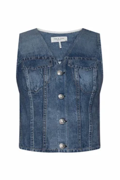 Rag & Bone NIEBIESKI Kamizelka z materiału imitującego jeans