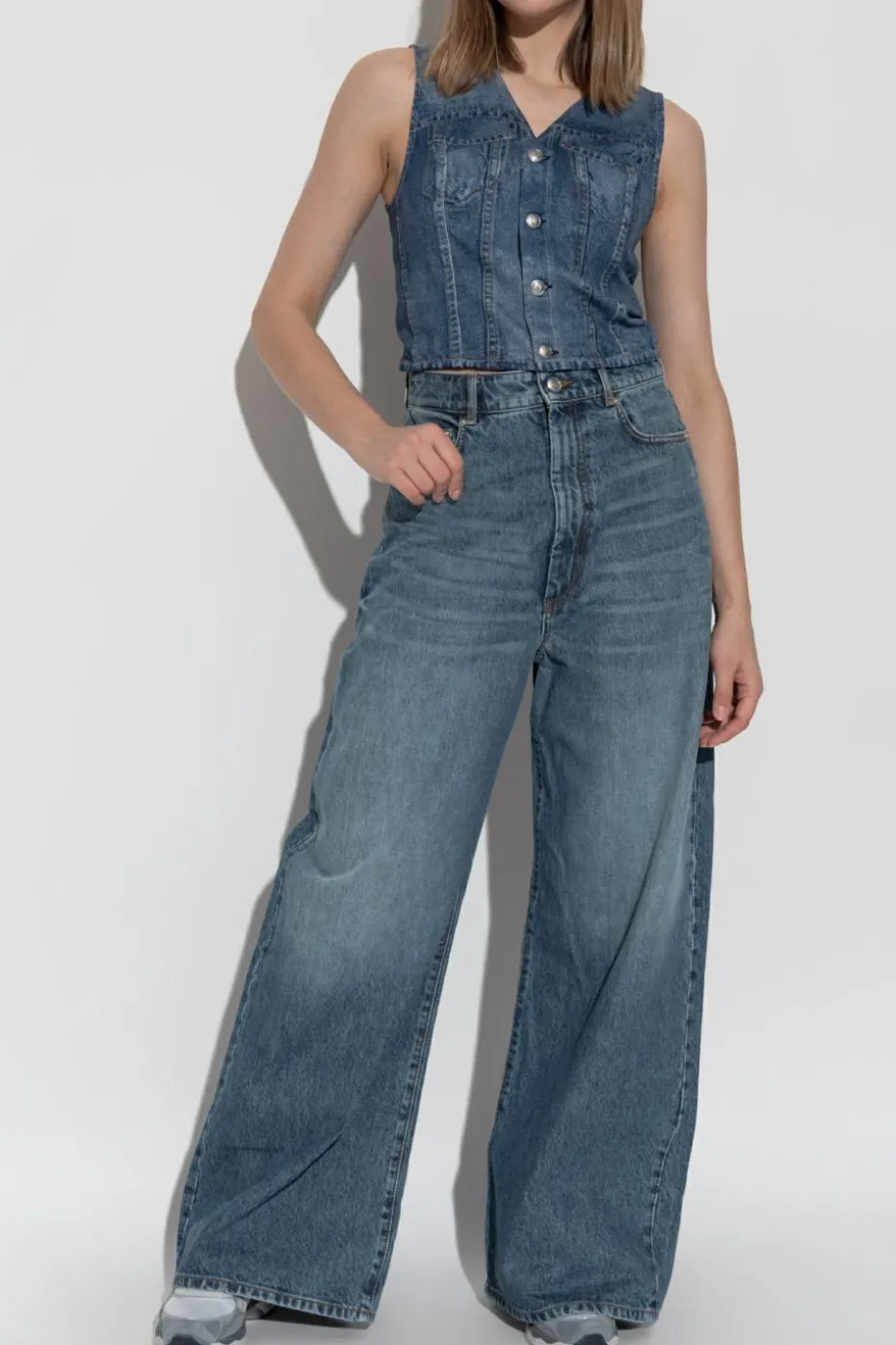Rag & Bone NIEBIESKI Kamizelka z materiału imitującego jeans