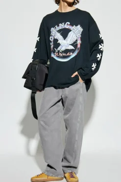 Rhude GRANATOWY T-shirt z długimi rękawami