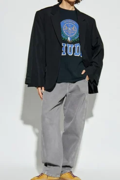 Rhude GRANATOWY T-shirt z nadrukiem
