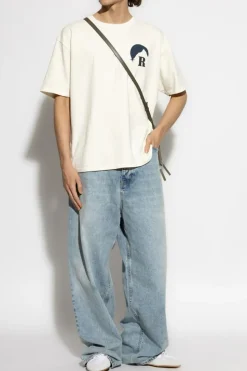 Rhude kremowy T-shirt z nadrukiem