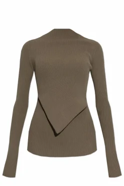 Rick Owens BRĄZOWY Prążkowany top `Babel`