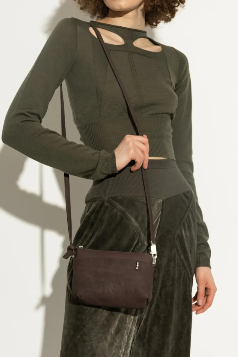 Rick Owens BRĄZOWY Skórzana torba `Small Adri`