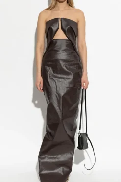 Rick Owens BRĄZOWY Sukienka `Prong Gown`