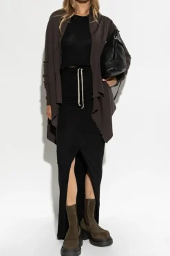 Rick Owens BRĄZOWY Wełniany kardigan