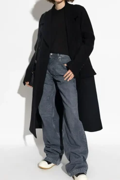 Rick Owens CZARNY Dwurzędowy płaszcz