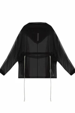 Rick Owens CZARNY Jedwabna bluza `Hooded Tunic`