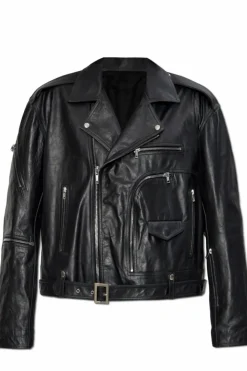 Rick Owens CZARNY Skórzana kurtka `Cropped Jumbo Bauhaus Stooges`