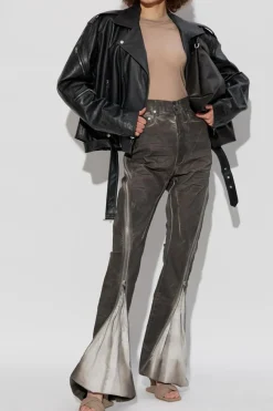 Rick Owens CZARNY Skórzana kurtka `Cropped Jumbo Bauhaus Stooges`