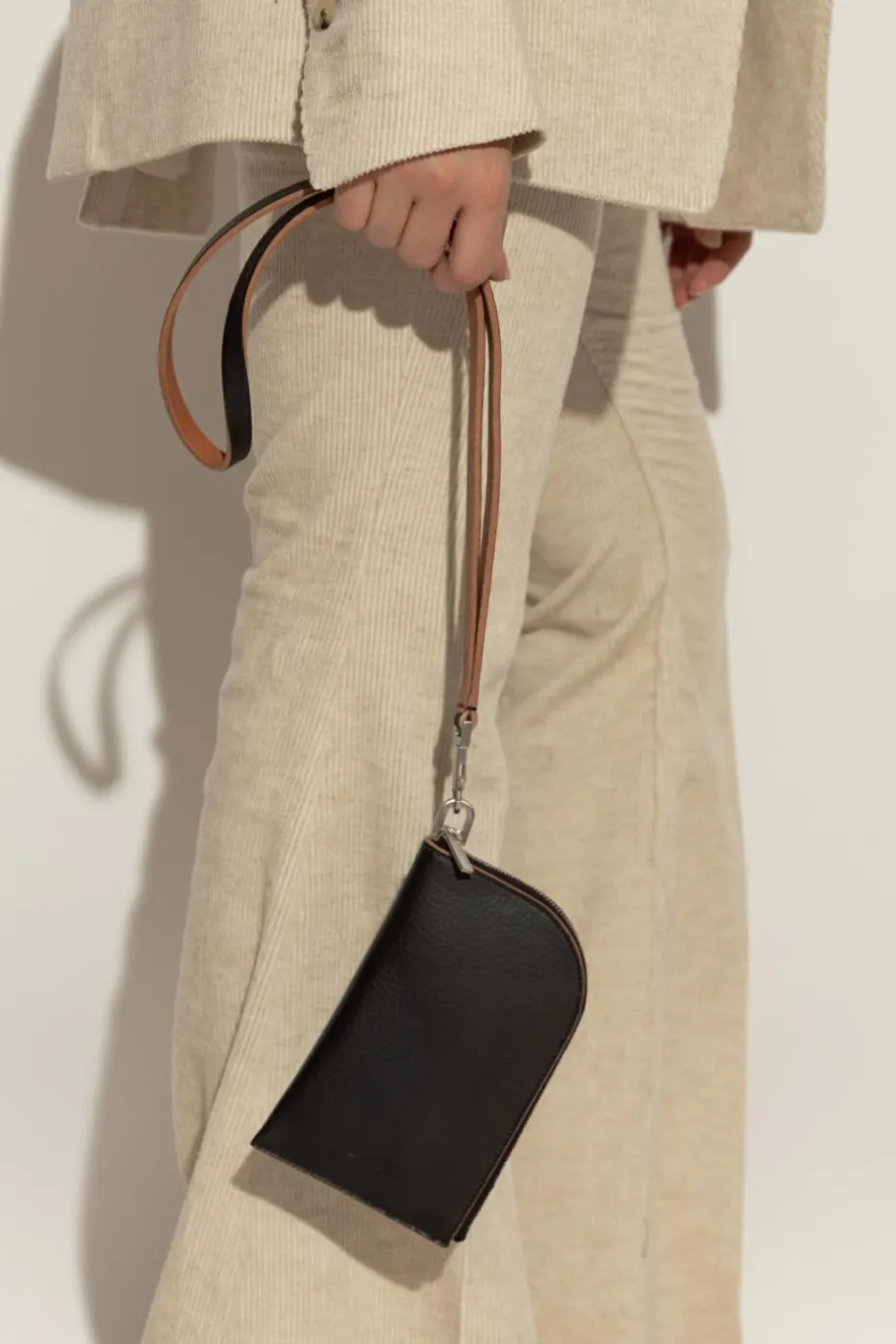 Rick Owens CZARNY Skórzana saszetka na pasku