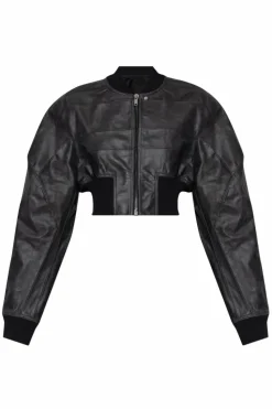 Rick Owens CZARNY Skórzana kurtka `Girdered`