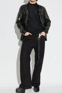 Rick Owens CZARNY Skórzana kurtka z kieszeniami