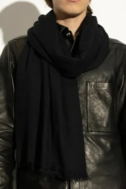 Rick Owens CZARNY Szal z frędzlami