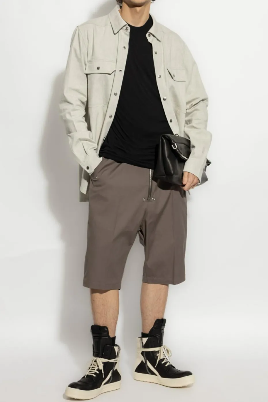 Rick Owens CZARNY T-shirt `Double SS`