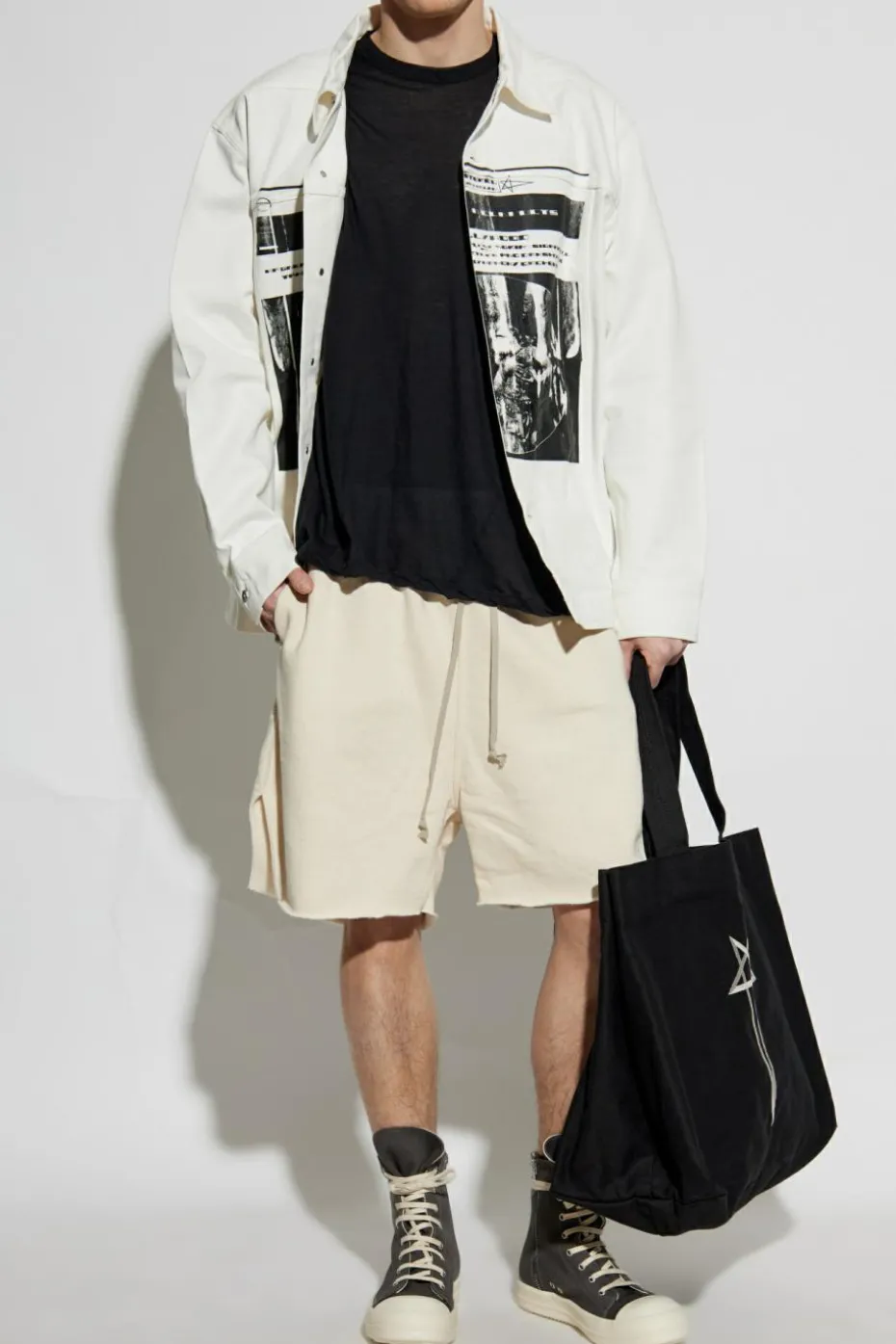 Rick Owens CZARNY T-shirt `Level T`