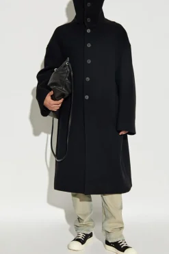 Rick Owens CZARNY Wełniany płaszcz