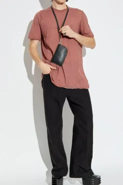 Rick Owens CZERWONY T-shirt z okrągłym dekoltem